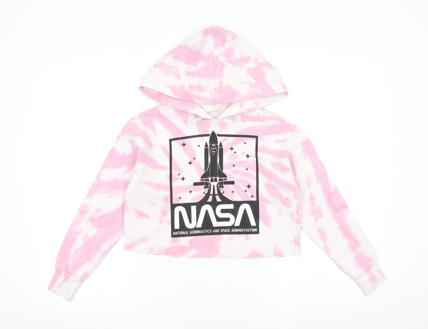 New Look Girls Pink Geometric Polyester Pullover Hoodie Size 9 Years Pullover