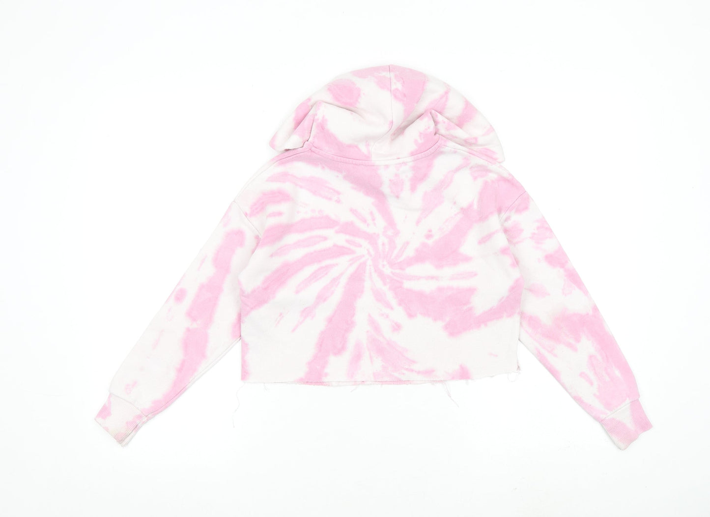 New Look Girls Pink Geometric Polyester Pullover Hoodie Size 9 Years Pullover