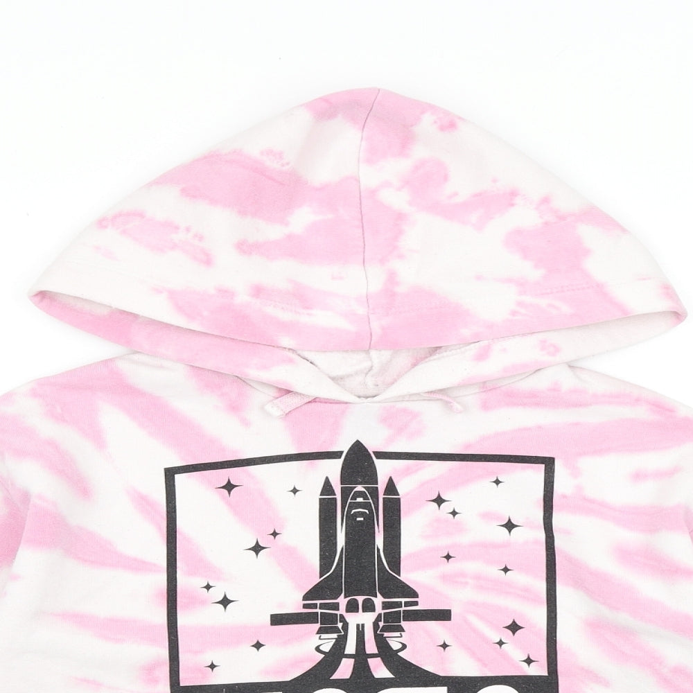New Look Girls Pink Geometric Polyester Pullover Hoodie Size 9 Years Pullover