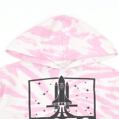 New Look Girls Pink Geometric Polyester Pullover Hoodie Size 9 Years Pullover