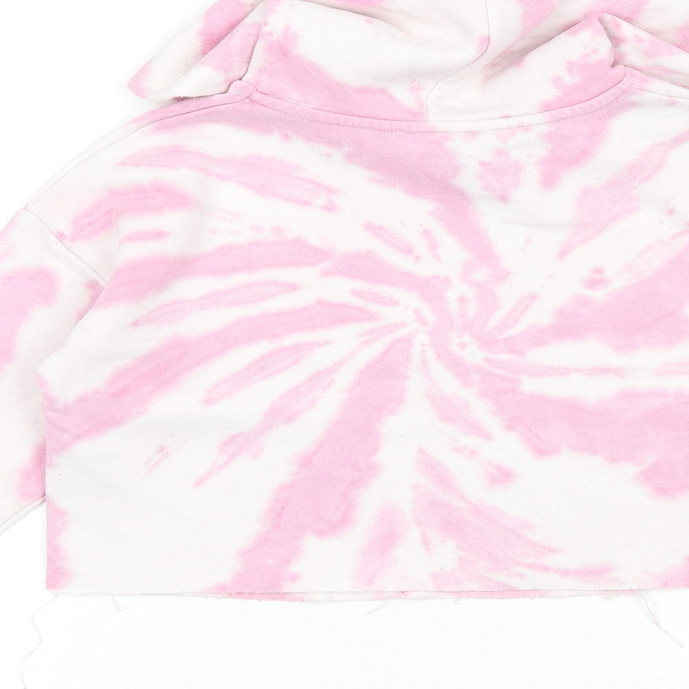 New Look Girls Pink Geometric Polyester Pullover Hoodie Size 9 Years Pullover