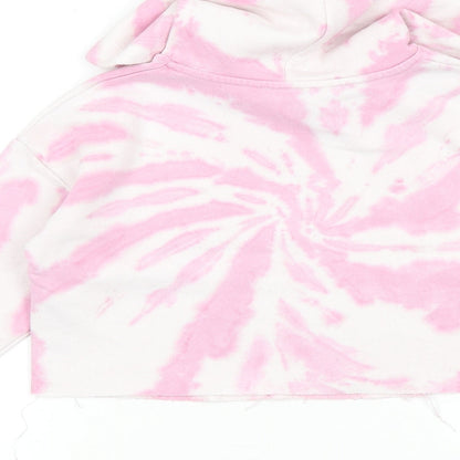 New Look Girls Pink Geometric Polyester Pullover Hoodie Size 9 Years Pullover
