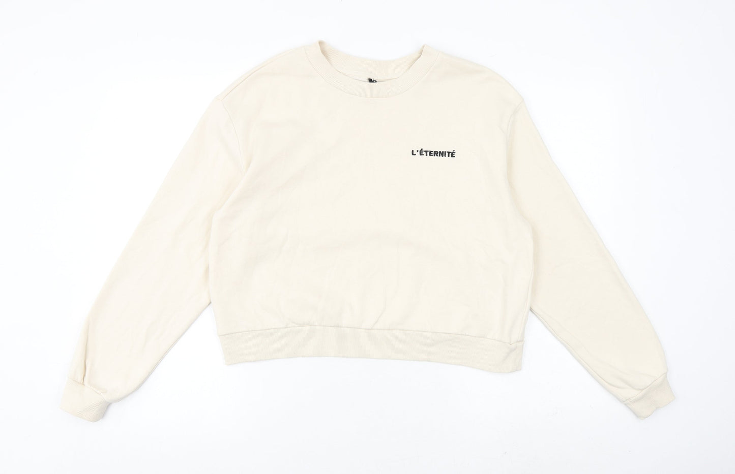 H&M Womens Beige Cotton Pullover Sweatshirt Size M Pullover