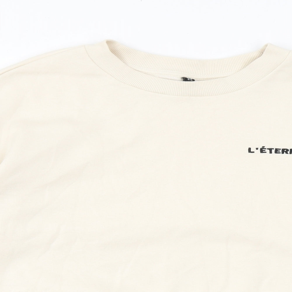 H&M Womens Beige Cotton Pullover Sweatshirt Size M Pullover