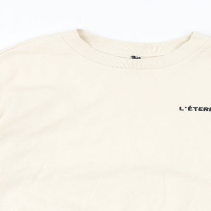 H&M Womens Beige Cotton Pullover Sweatshirt Size M Pullover