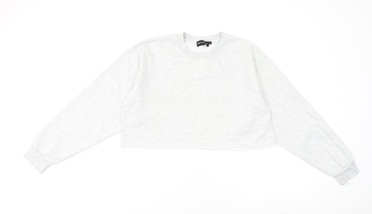 PRETTYLITTLETHING Womens Grey Cotton Pullover Sweatshirt Size S Pullover