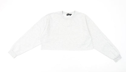 PRETTYLITTLETHING Womens Grey Cotton Pullover Sweatshirt Size S Pullover