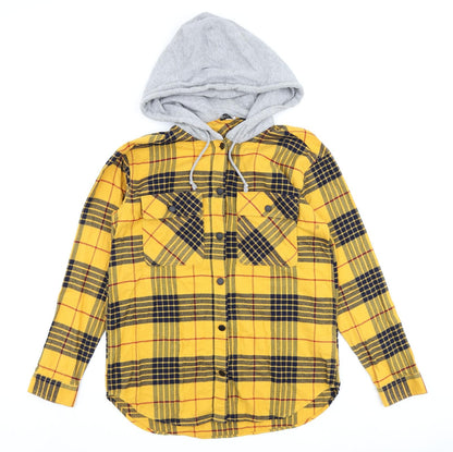 H&M Womens Yellow Check Jacket Size 8 Snap