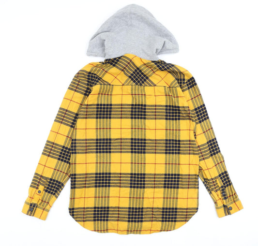 H&M Womens Yellow Check Jacket Size 8 Snap