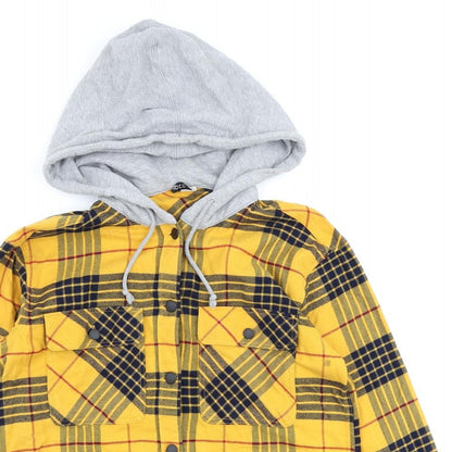 H&M Womens Yellow Check Jacket Size 8 Snap