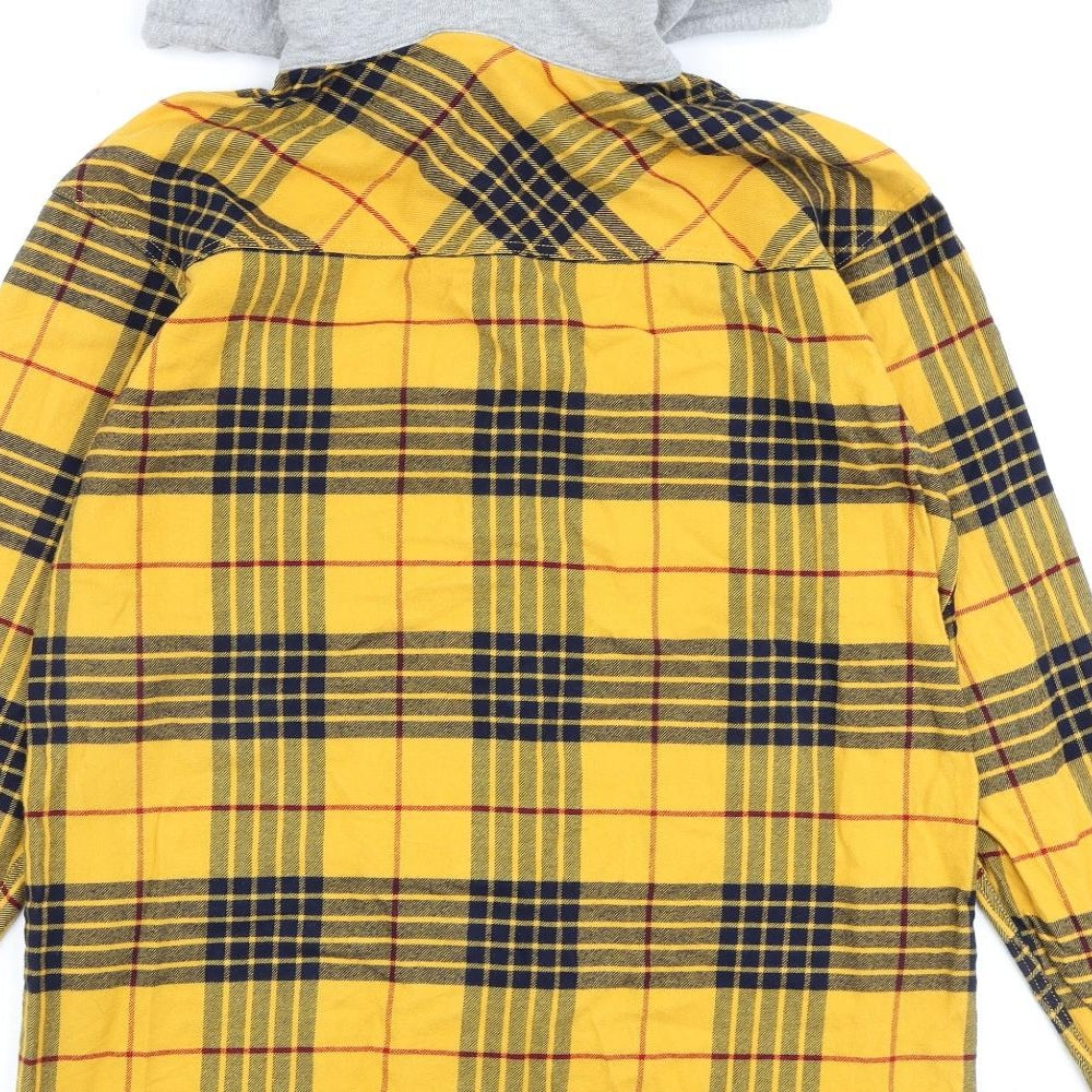 H&M Womens Yellow Check Jacket Size 8 Snap
