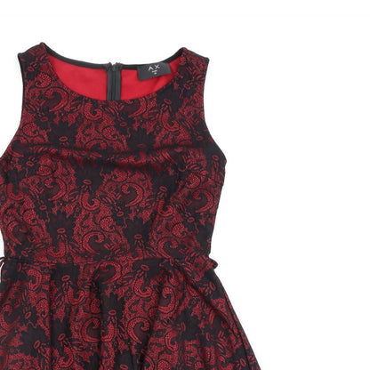 AX Paris Womens Red Polyester A-Line Size 10 Round Neck Zip