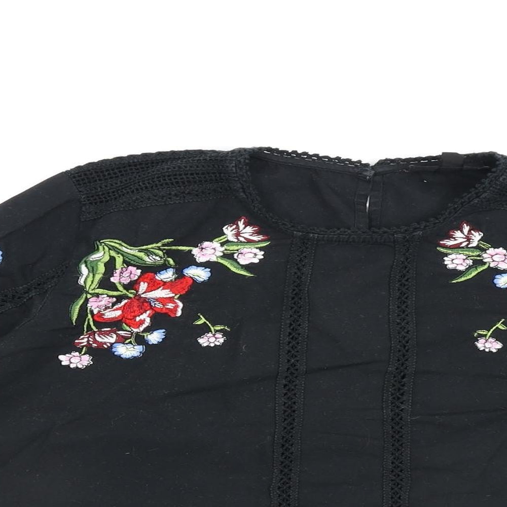 Womens UK Size 8 Topshop Black Basic Blouse
