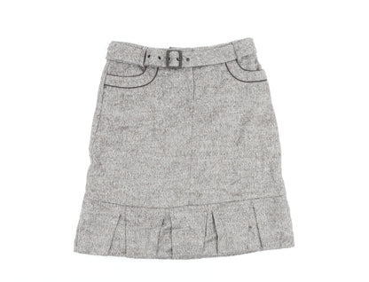 Mariella Roasti Womens Beige Acrylic A-Line Skirt Size 14 Buckle