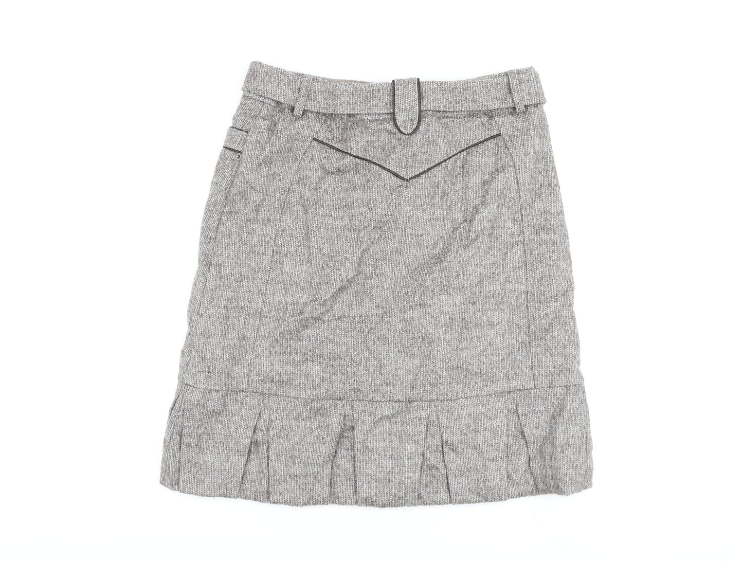 Mariella Roasti Womens Beige Acrylic A-Line Skirt Size 14 Buckle