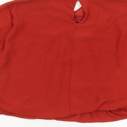 Boohoo Womens Brown Polyester Basic Blouse Size 10 Mock Neck