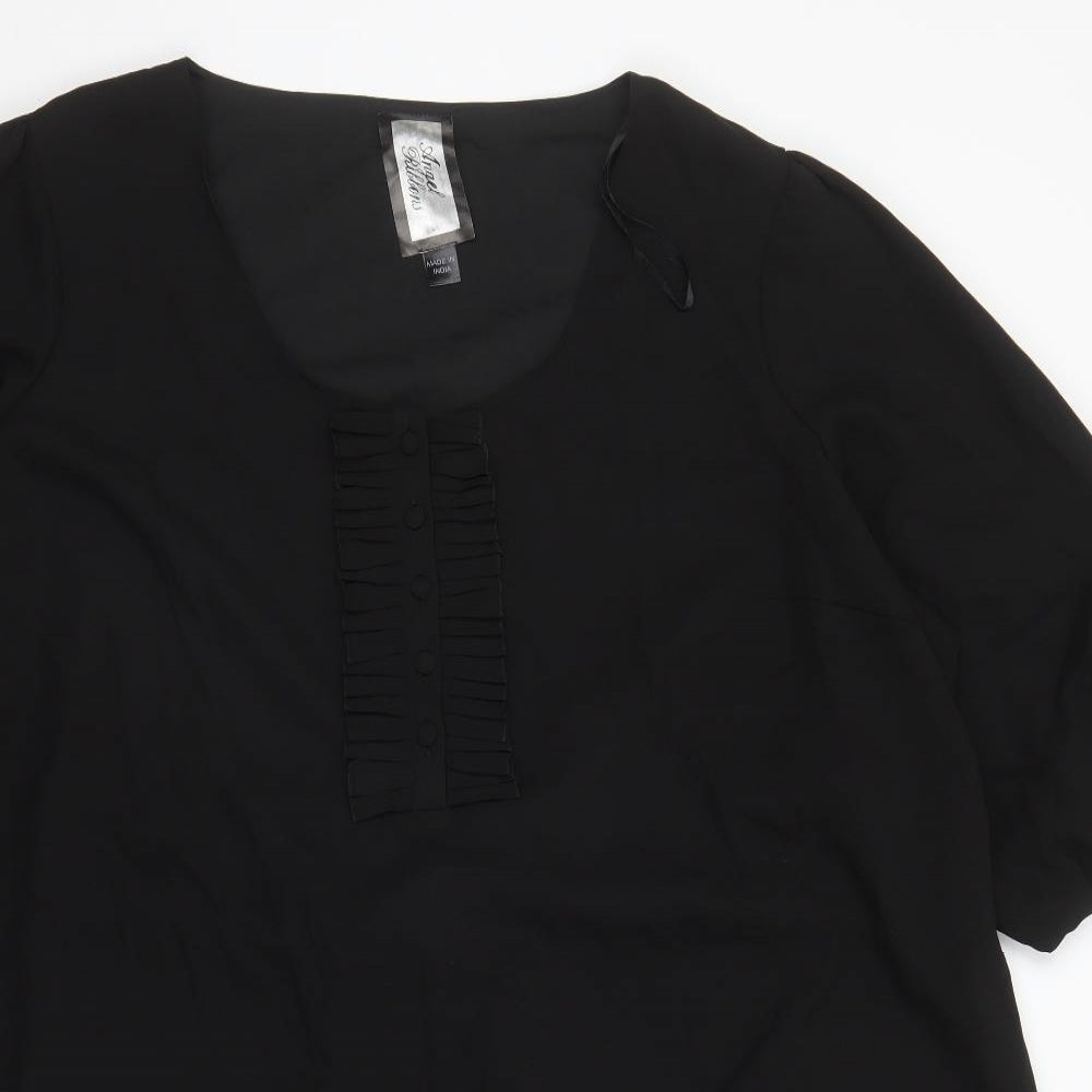 Angel Ribbons Womens Black Polyester Pencil Dress Size 30 Round Neck Pullover