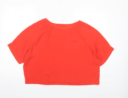 Womens UK Size 16 New Look Orange Cropped Blouse