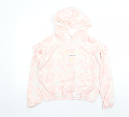 Design Arc Girls Pink Geometric Polyester Pullover Hoodie Size 13-14 Years Pullover - Kindness Starts With You