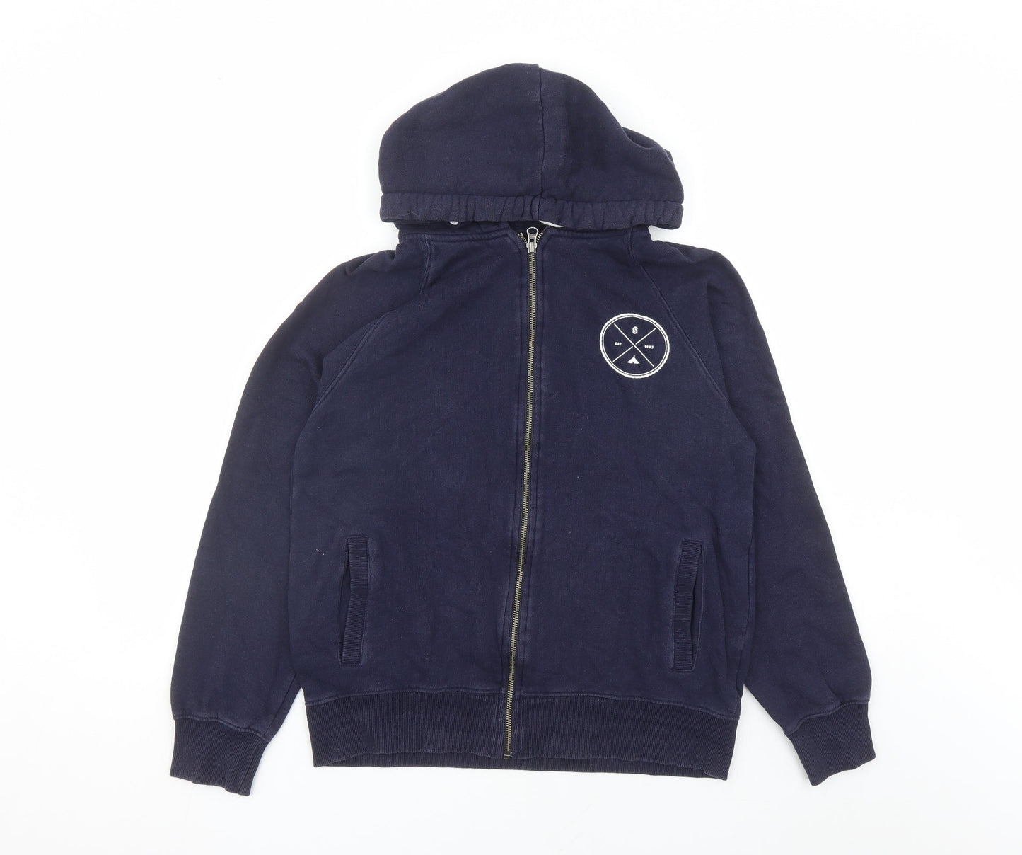 Earth Positive Womens Blue Cotton Full Zip Hoodie Size S Zip
