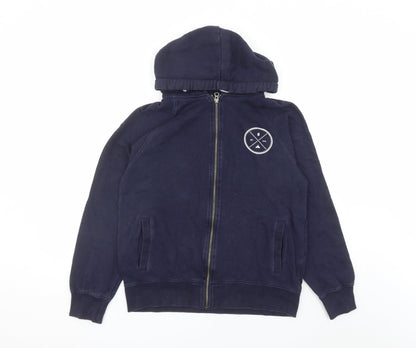 Earth Positive Womens Blue Cotton Full Zip Hoodie Size S Zip