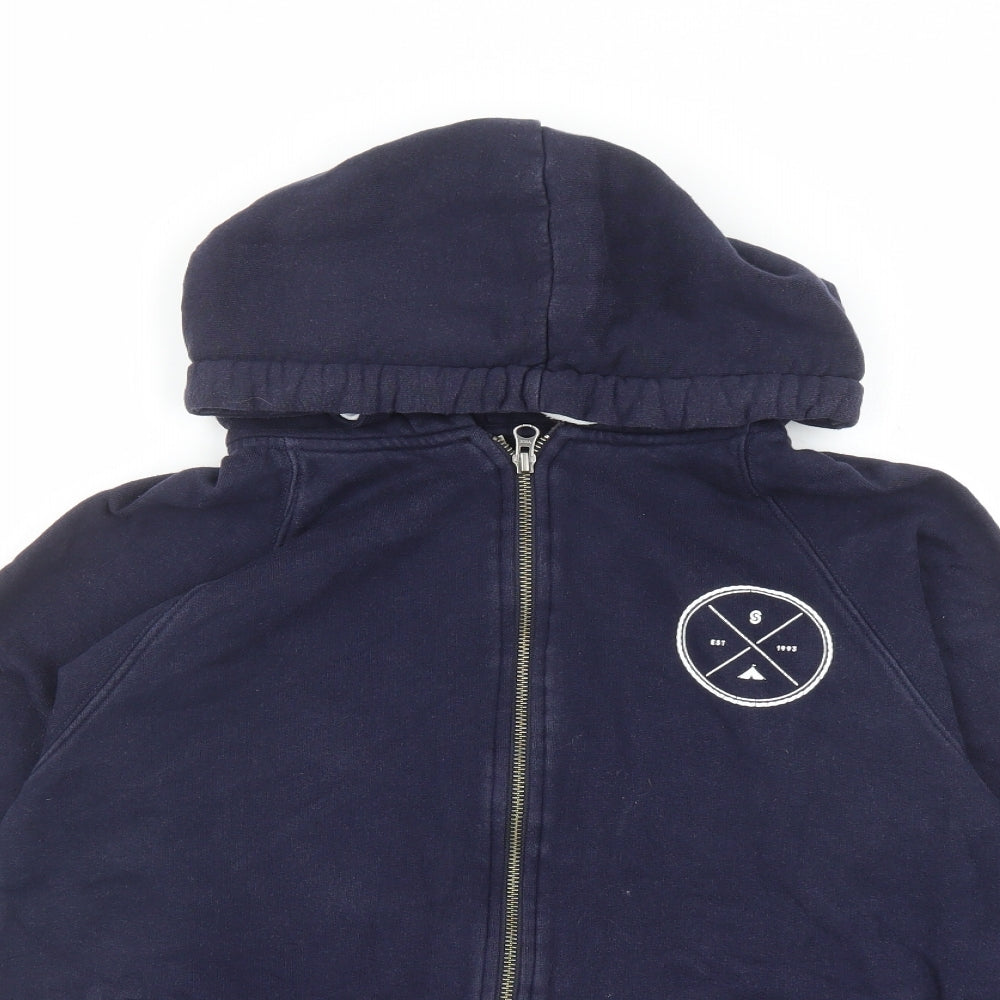 Earth Positive Womens Blue Cotton Full Zip Hoodie Size S Zip