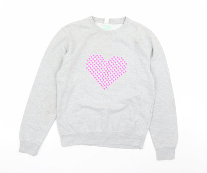 Neon Marl Womens Grey Cotton Pullover Sweatshirt Size XS Pullover - Heart Graphic