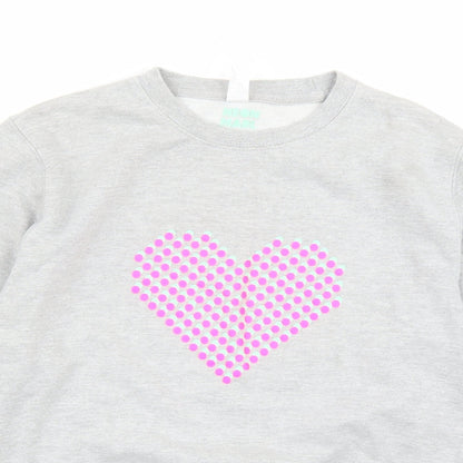 Neon Marl Womens Grey Cotton Pullover Sweatshirt Size XS Pullover - Heart Graphic