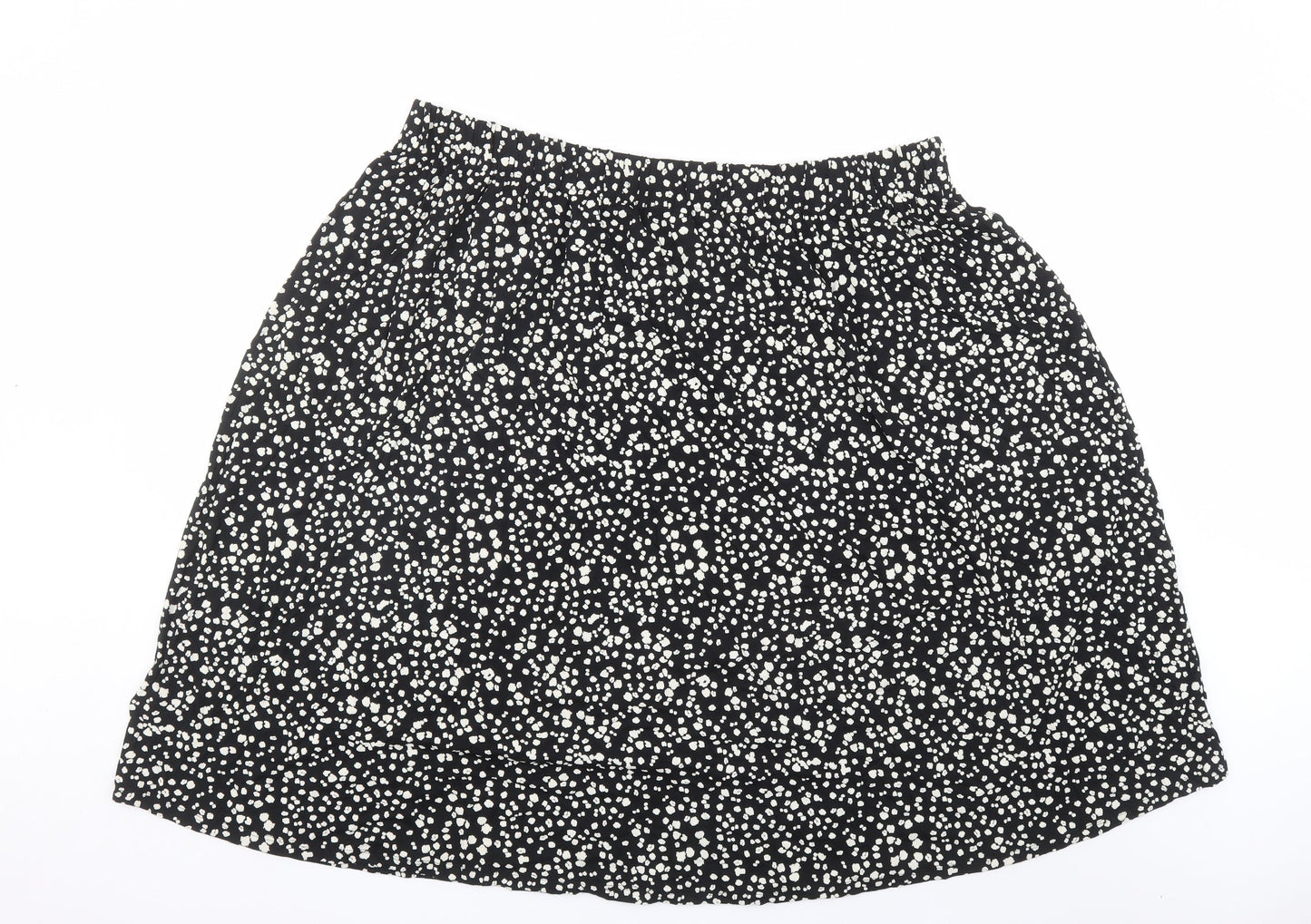 Marks and Spencer Womens Black Geometric Viscose Swing Skirt Size 22 - Elasticated Waist