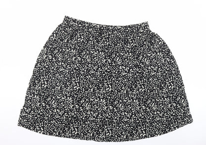 Marks and Spencer Womens Black Geometric Viscose Swing Skirt Size 22 - Elasticated Waist