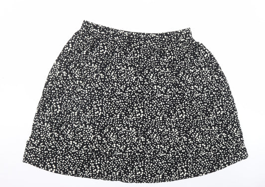 Marks and Spencer Womens Black Geometric Viscose Swing Skirt Size 22 - Elasticated Waist
