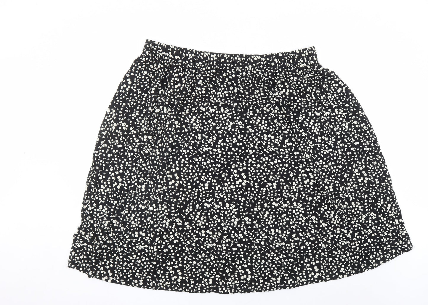 Marks and Spencer Womens Black Geometric Viscose Swing Skirt Size 22 - Elasticated Waist