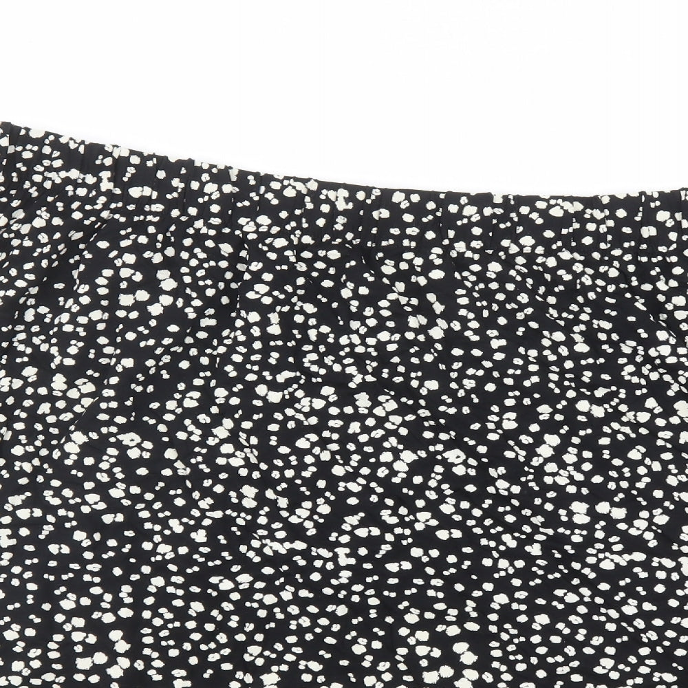 Marks and Spencer Womens Black Geometric Viscose Swing Skirt Size 22 - Elasticated Waist