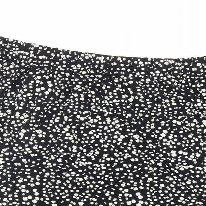 Marks and Spencer Womens Black Geometric Viscose Swing Skirt Size 22 - Elasticated Waist