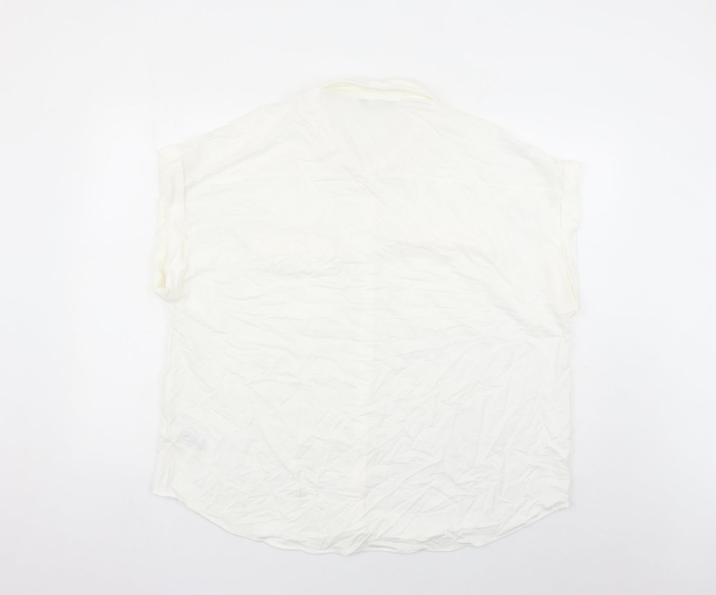Marks and Spencer Womens White Viscose Basic Button-Up Size 18 Collared