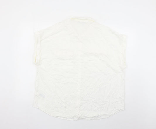 Marks and Spencer Womens White Viscose Basic Button-Up Size 18 Collared