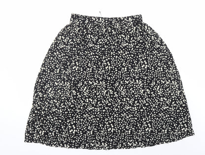 Marks and Spencer Womens Black Geometric Viscose Swing Skirt Size 12 - Elasticated Waist