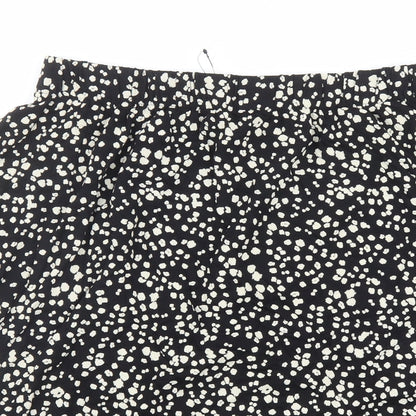 Marks and Spencer Womens Black Geometric Viscose Swing Skirt Size 12 - Elasticated Waist