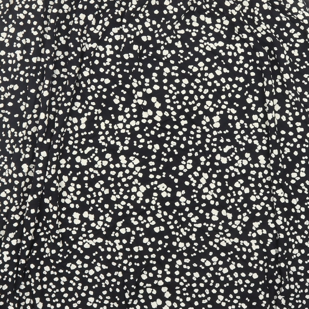 Marks and Spencer Womens Black Geometric Viscose Swing Skirt Size 12 - Elasticated Waist