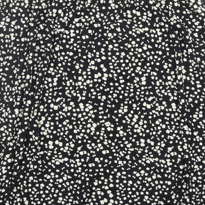 Marks and Spencer Womens Black Geometric Viscose Swing Skirt Size 12 - Elasticated Waist