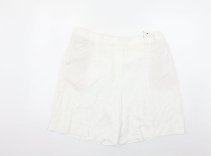 Marks and Spencer Womens White Polyester Bermuda Shorts Size 20 L8 in Regular - Elasticated Waist
