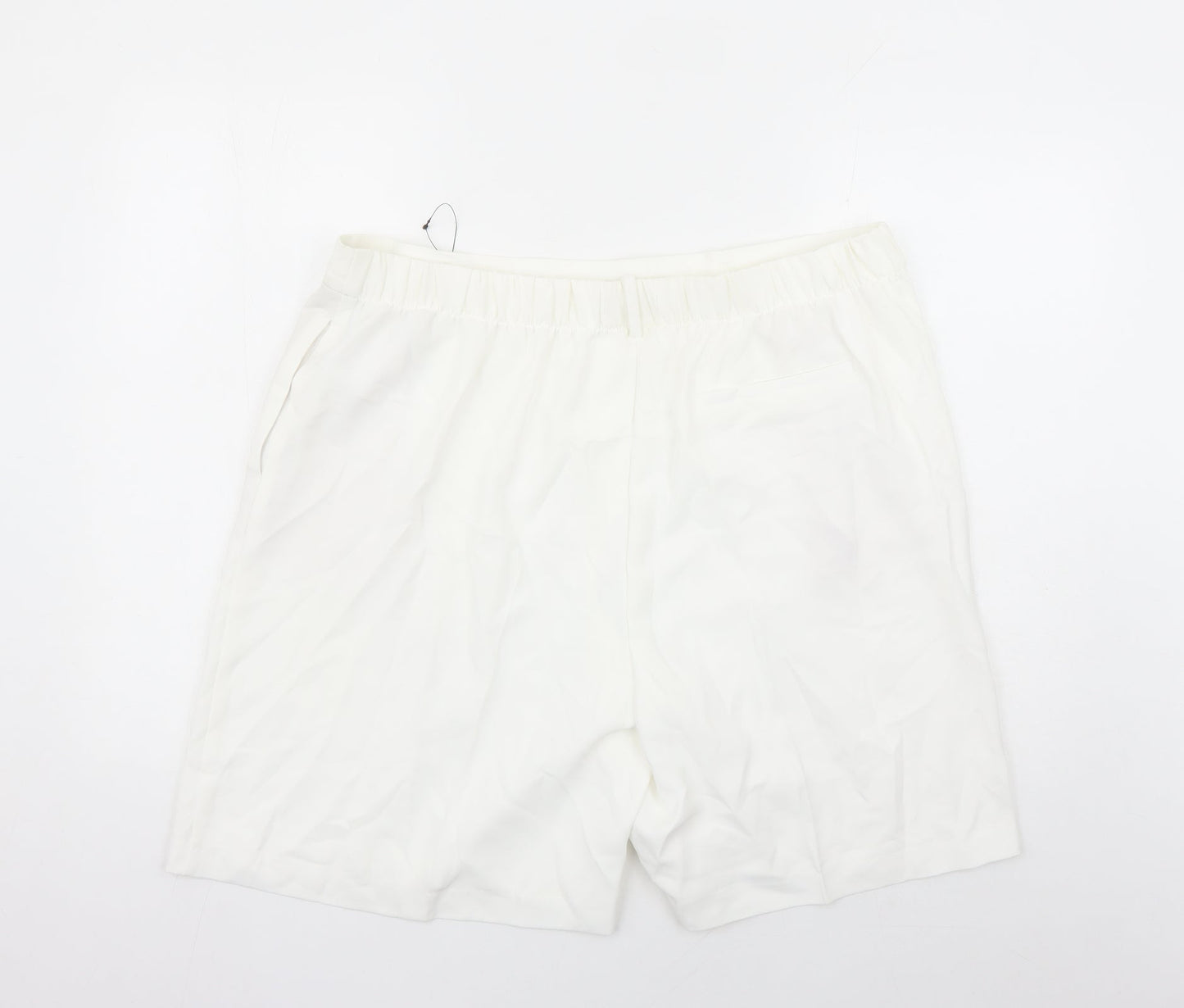 Marks and Spencer Womens White Polyester Bermuda Shorts Size 20 L8 in Regular - Elasticated Waist