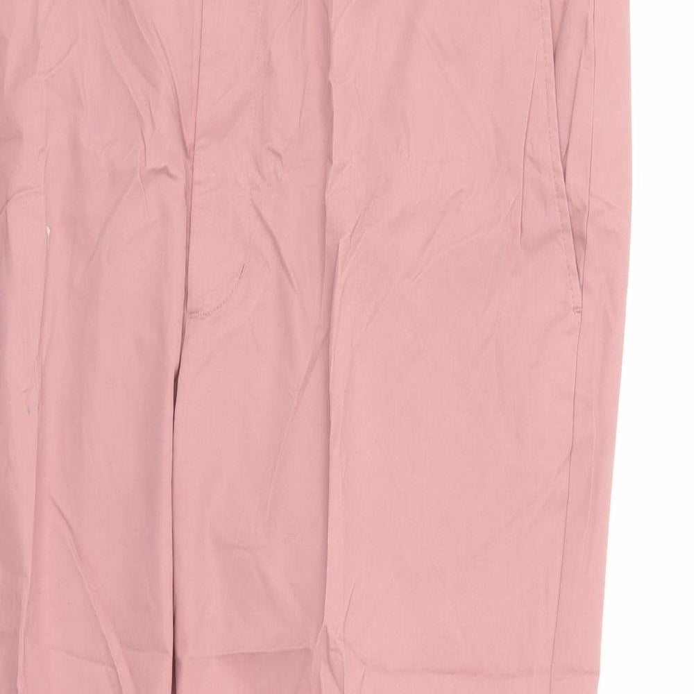 Marks and Spencer Mens Pink Cotton Trousers Size 42 in L28 in Regular Zip