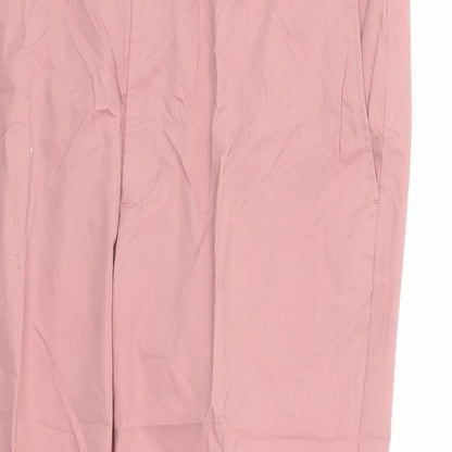 Marks and Spencer Mens Pink Cotton Trousers Size 42 in L28 in Regular Zip