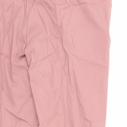 Marks and Spencer Mens Pink Cotton Trousers Size 42 in L28 in Regular Zip