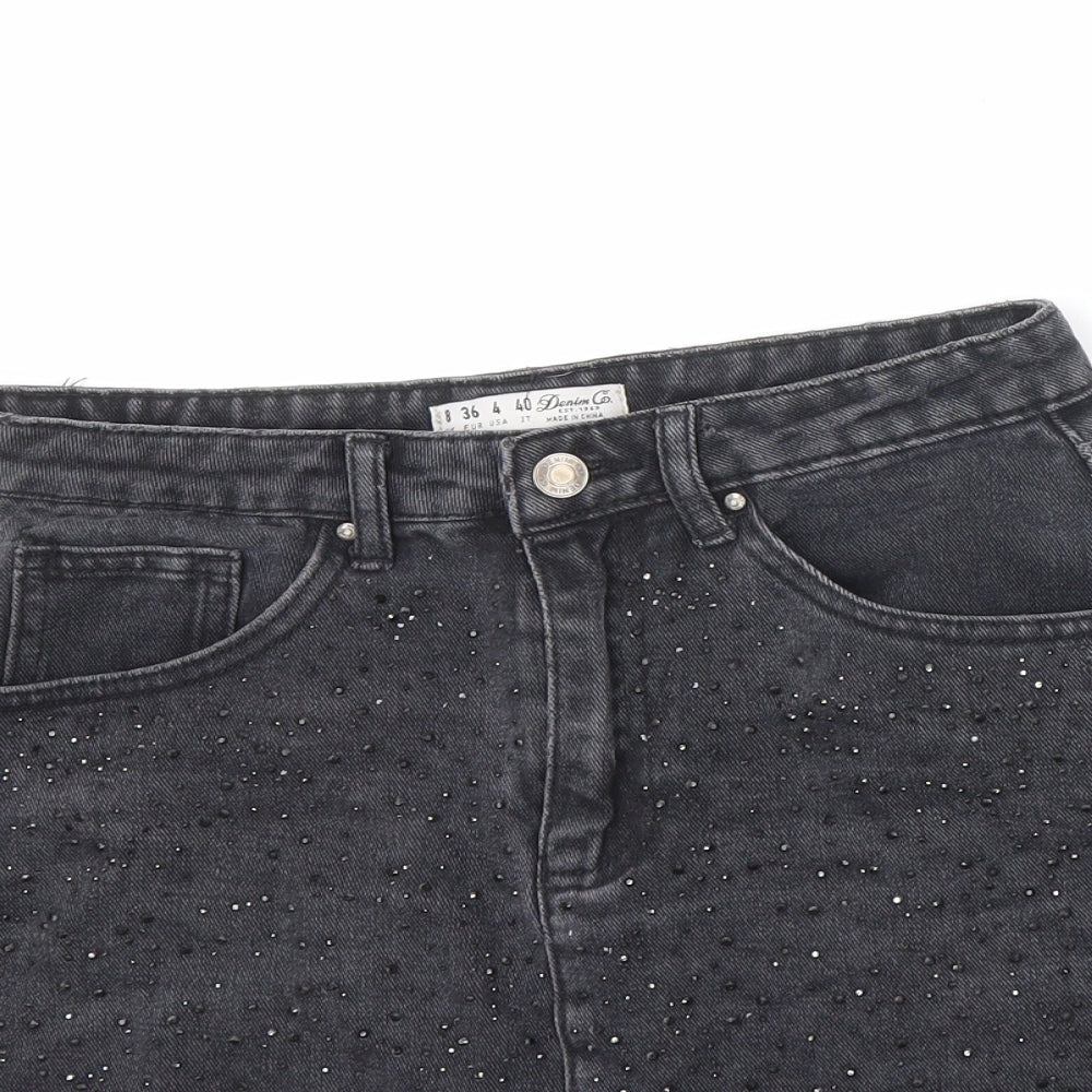 Womens UK Size 8 Denim & Co. A-Line Denim Skirt