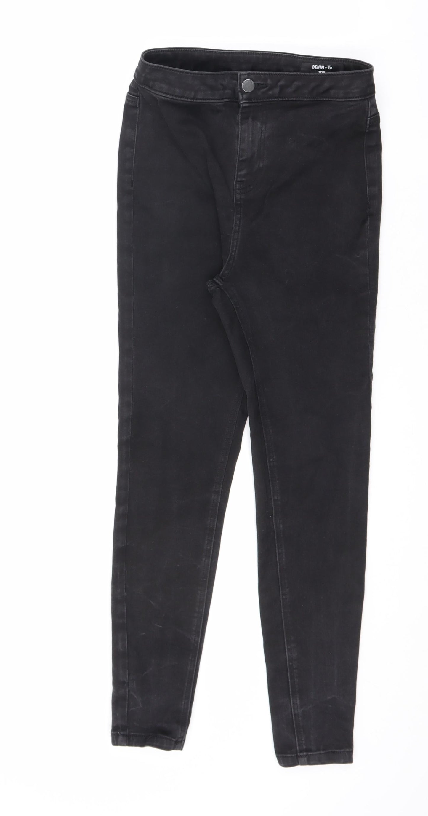 TU Womens Black Cotton Skinny Jeans Size 10 L25 in Regular Zip
