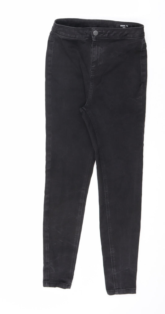 TU Womens Black Cotton Skinny Jeans Size 10 L25 in Regular Zip