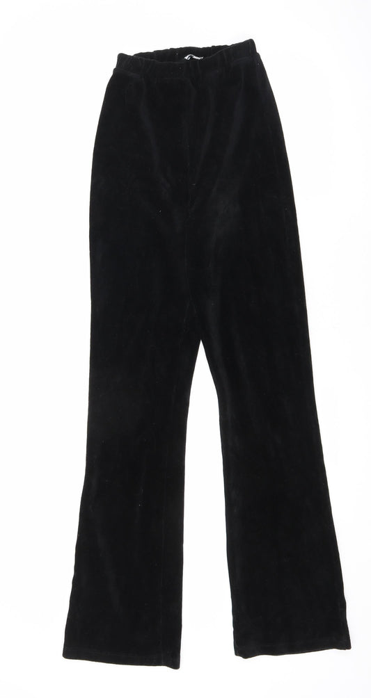 Topshop Womens Black Cotton Trousers Size 8 L32 in Regular