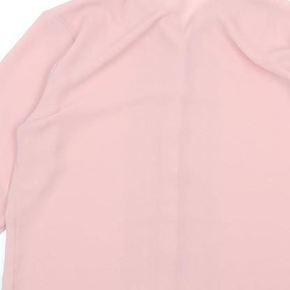 St Michael Womens Pink Polyester Basic Button-Up Size 12 Collared - Lace Detail